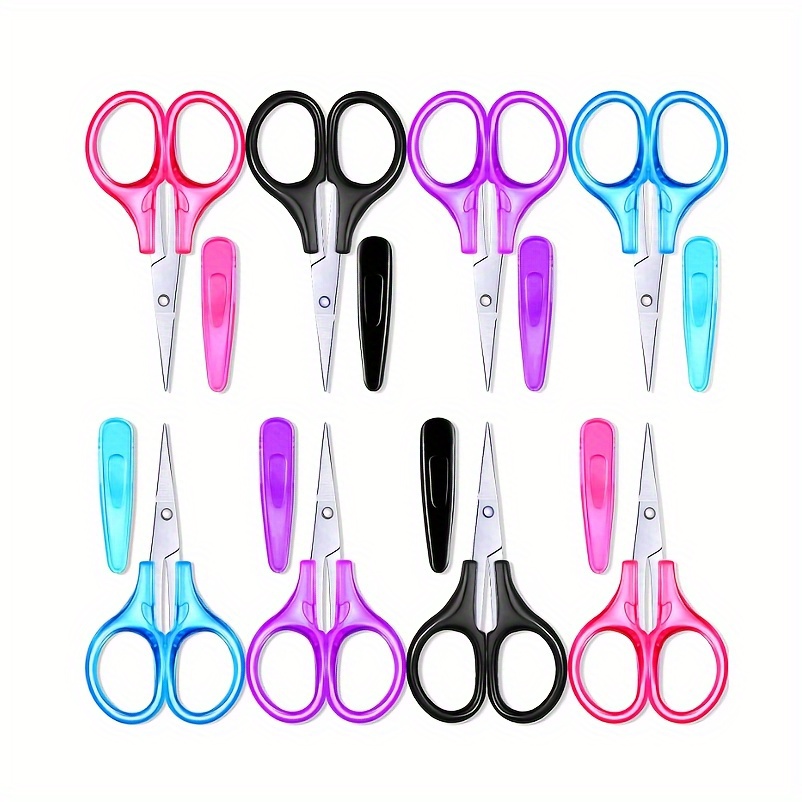 8pcs Hfqhfq Mini Craft Scissors Suitable For Sewing, Trimming & Diy - Stainless Steel With Protective Cover, Tip For Threading Hair, Travel, School, For, Office, Crafting - Compact & For &