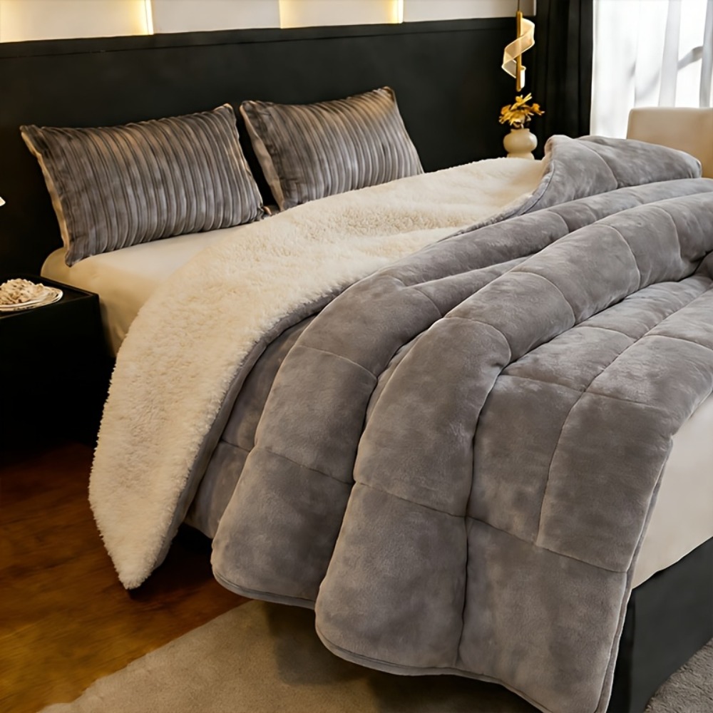 TEMU Soft Cozy Reversible Fleece Heavyweight Blanket Thick Warm Plush Throw For Winter Sofa Use