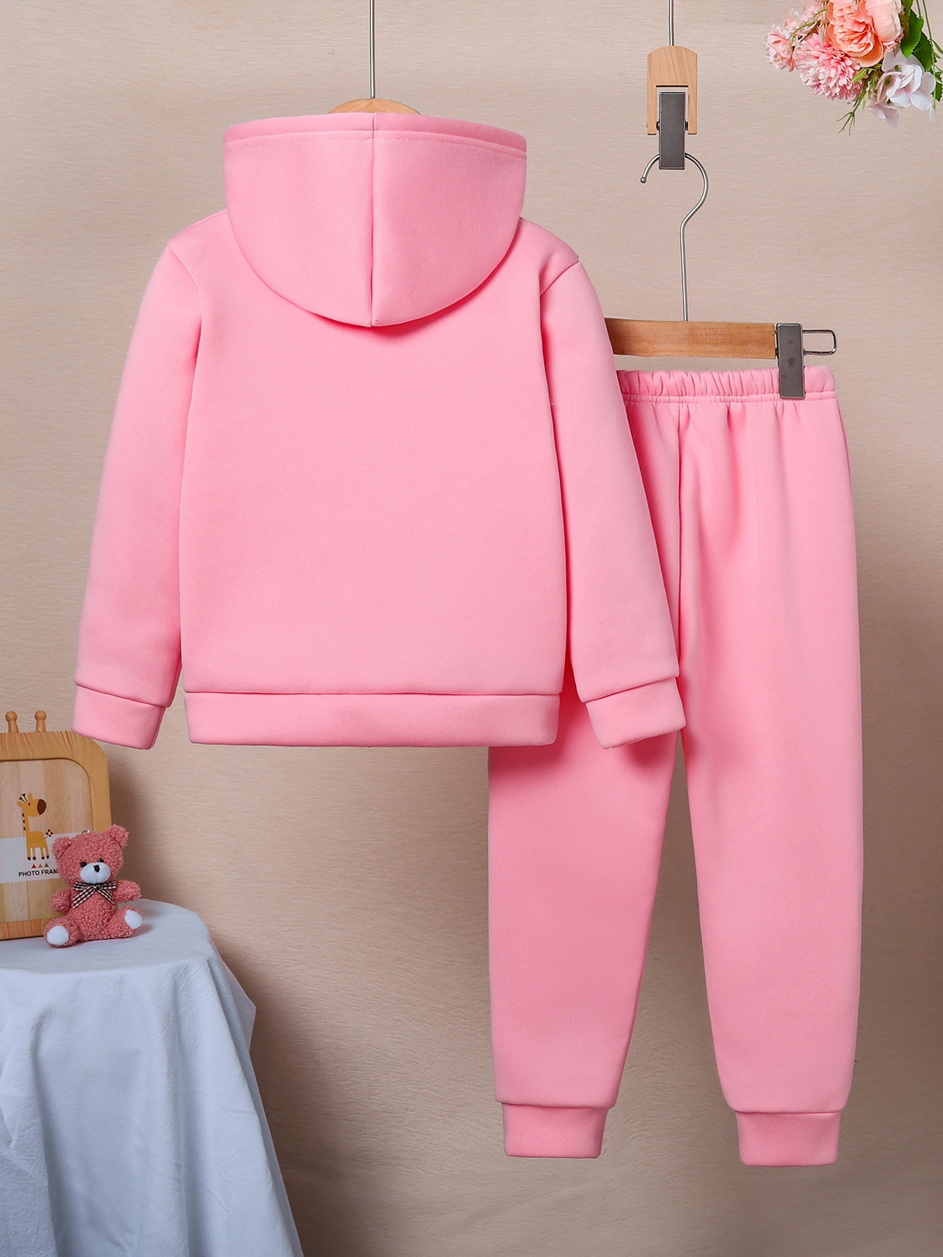 Girls' Unicorn Pattern Long-Sleeve Hoodie and Pants Set