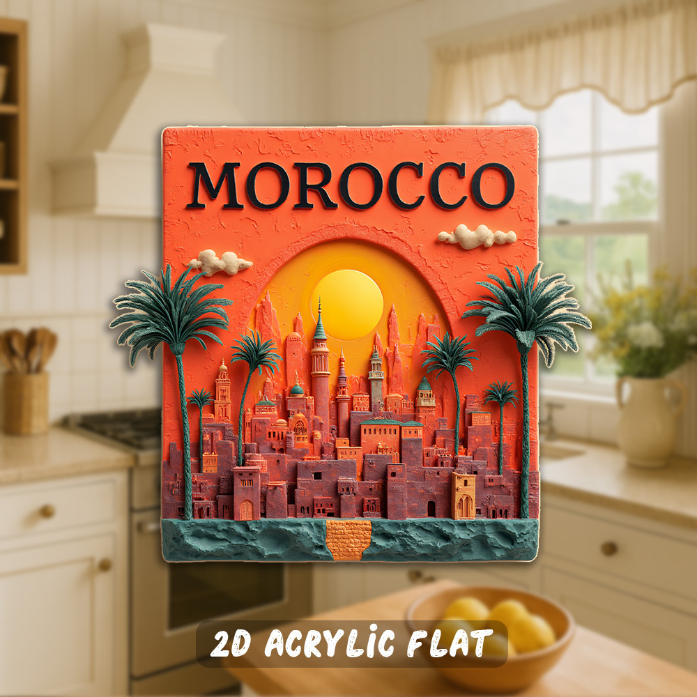 TEMU Imán de nevera acrílico 2D | Póster de viaje de de 3.15 pulgadas, paisajes vibrantes y diseños de , con árboles - Decoración duradera, para