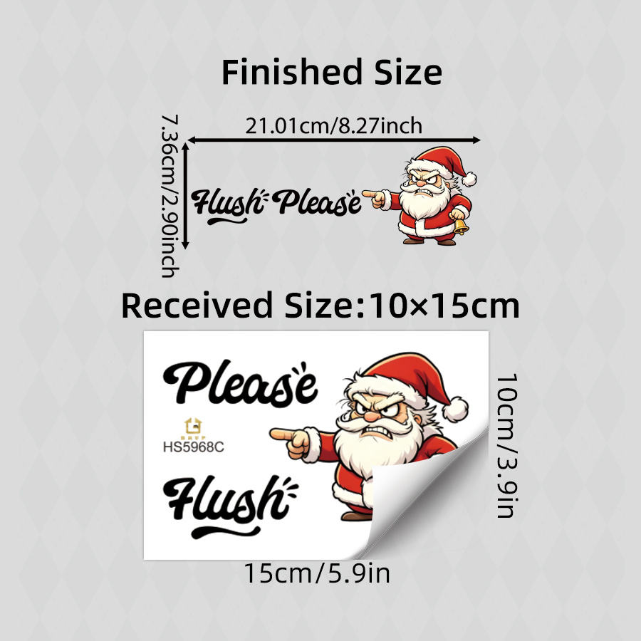 TEMU Pegatina de Papá Noel para inodoro de Navidad, calcomanía adorable de Papá Noel con botón de descarga "", calcomanía autoadhesiva de vinilo para