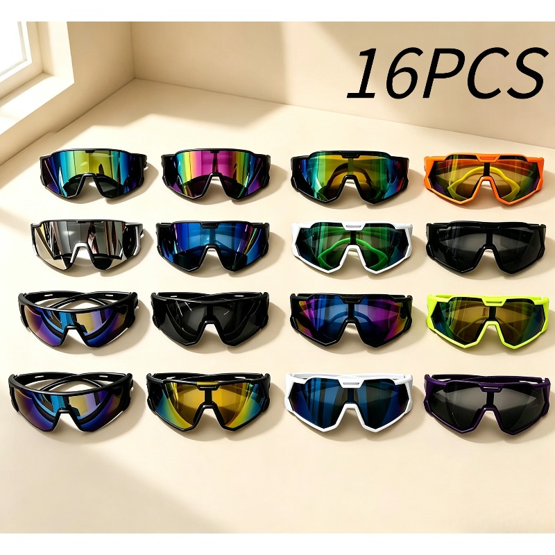 TEMU 16pcs One-piece, Lightweight For Wear, On The Temple Enhances Air Permeability, With Non-slip Nose Pads, Featuring High- Colorful Coated Lenses