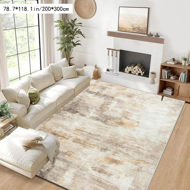 TEMU 1pc Modern Abstract Carpet - Plush Soft Rug Suitable For Living Room, Bedroom, Jumbo Sizes Available, Machine-washable Neutral, Jumbo Length/