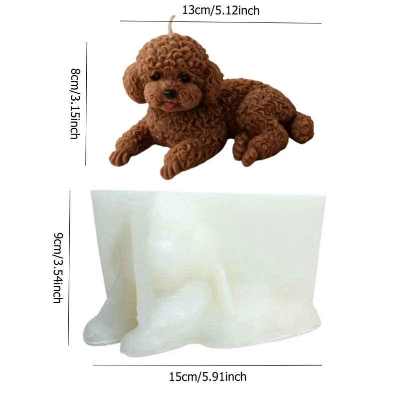 TEMU Vloeibare harsmal - 1 stuk DIY driedimensionale teddyhond handgemaakte epoxyhars gips kaars siliconen mal, fijn vakmanschap, duurzaam