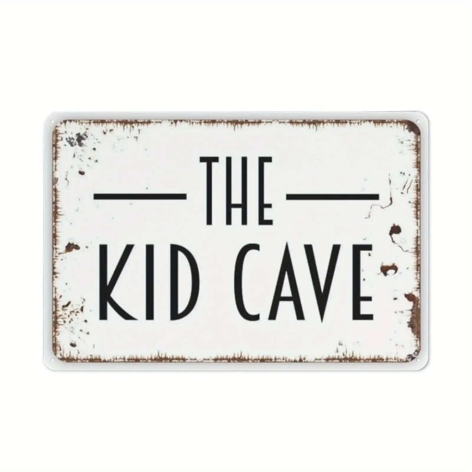 TEMU 2d Flat, 1pc Of 2d Flat Wooden Print, Suitable For Halloween "kids' Cave" Vintage-style Wall Decor—distressed Rustic Design, Suitable For Indoor