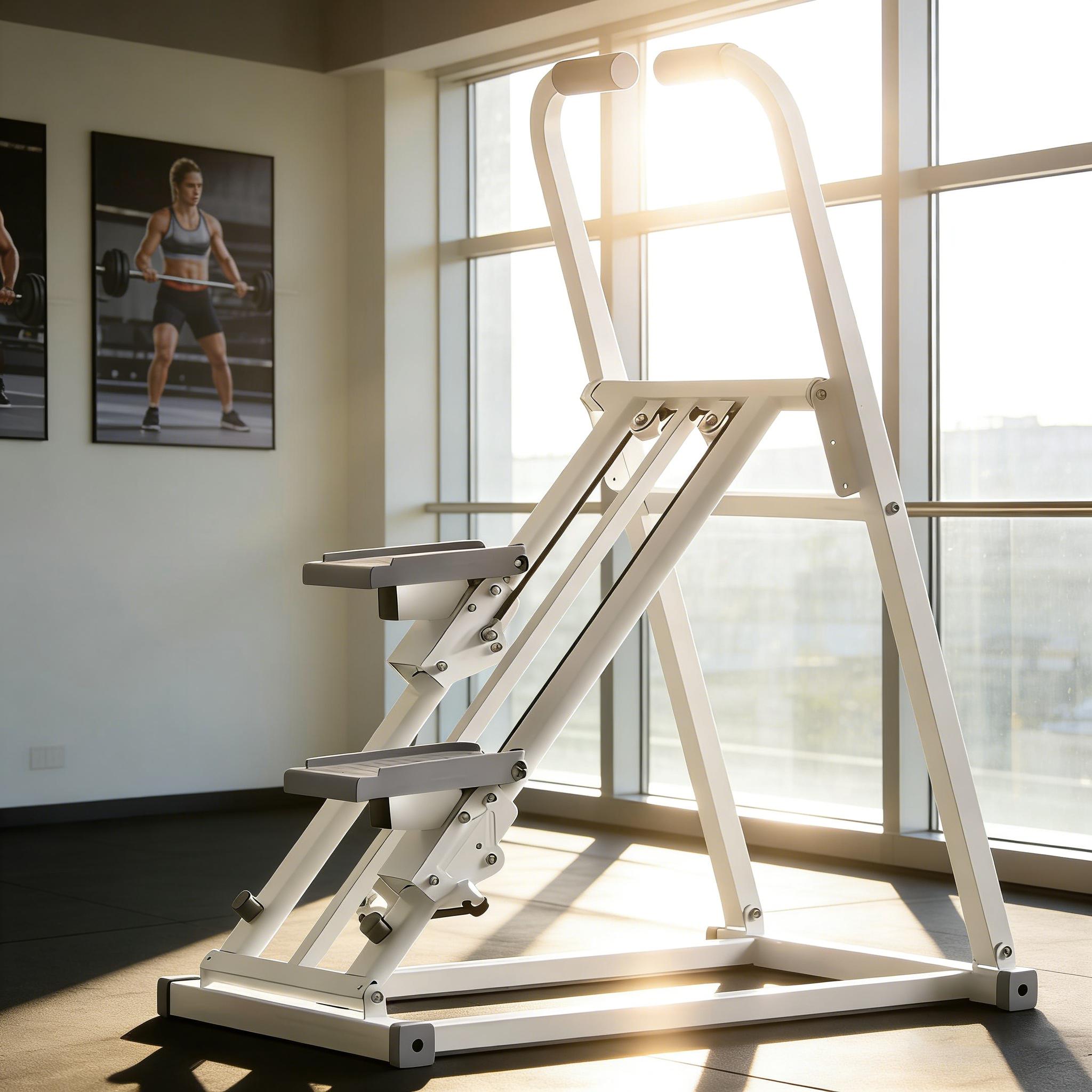 An Adjustable-height, Foldable Stair Stepper with a Heavy-duty Iron Frame, Designed for Manual Low-impact Full-body Workouts. Features a Space-saving Design, Ideal for Home Gym Cardio and Strength Training. A Dedicated Indoor Climbing Stepper