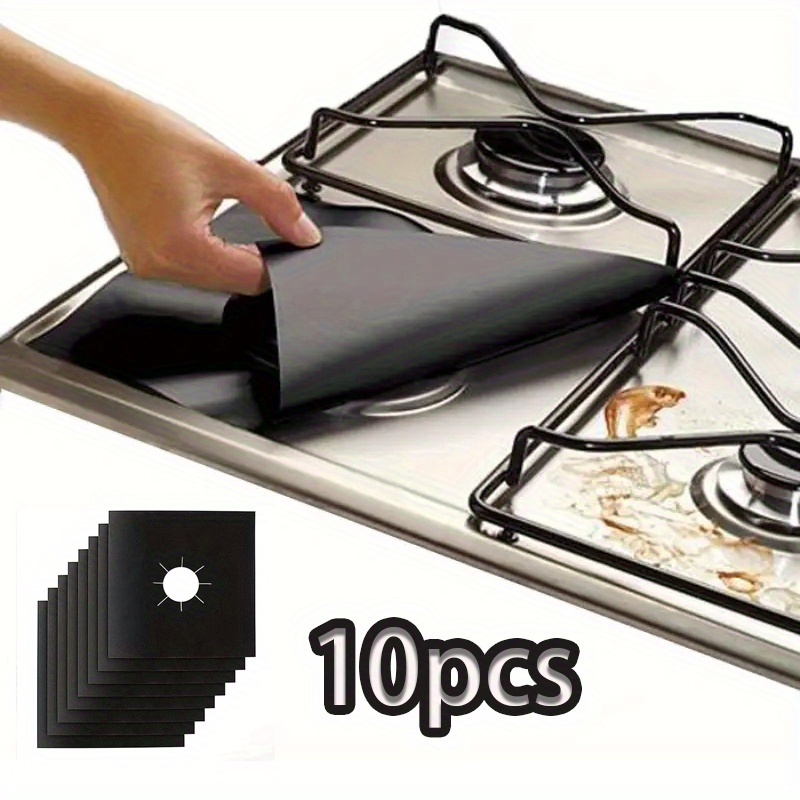 TEMU Set Of Stove Burner Covers - Made From Ultra-thin 0.012mm Fiberglass And Fire-resistant, Trimmed To Fit - Cooktop
