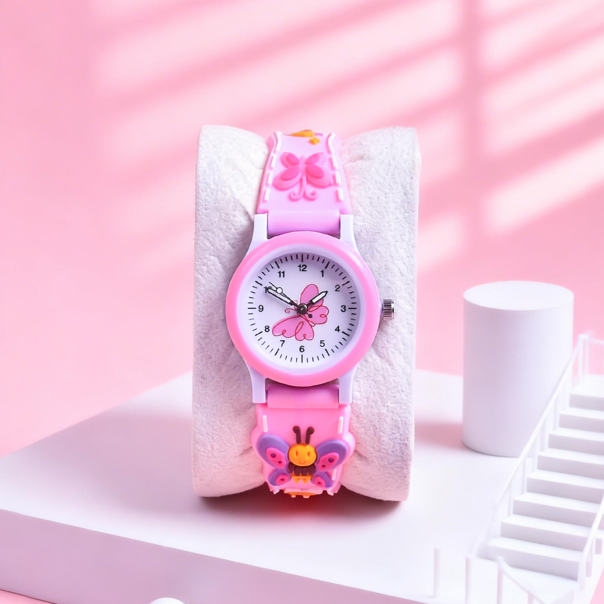 3D Soft Silicone Strap Cartoon Butterfly Watch for Kids