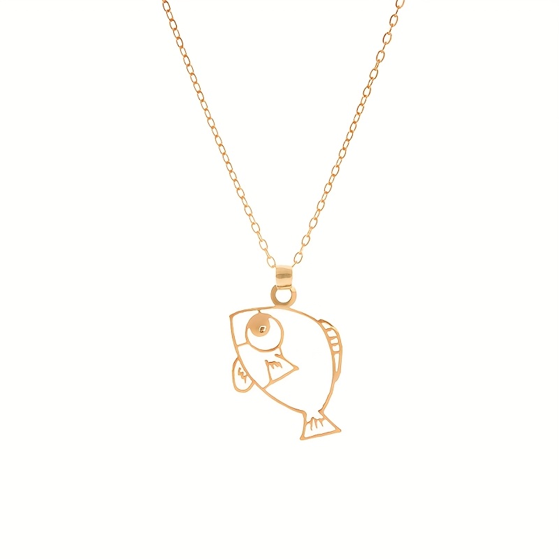 TEMU Producto personalizado 1 pieza, elegante collar con colgante para mujer de acero inoxidable chapado en oro de 18K, con imagen pintada a y corte