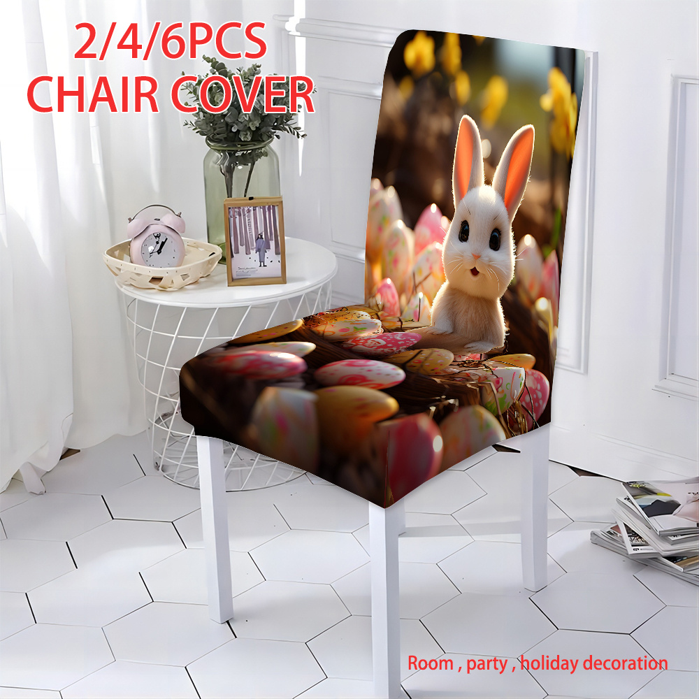 

2pcs / 4pcs/6pcs Easter , Bunny Polyester Chair Cover, Chair Cover, Party Decoration, Gift, Holiday Decoration, Seat Decoration, Scene Decoration, Easy To Clean, Dry And Store