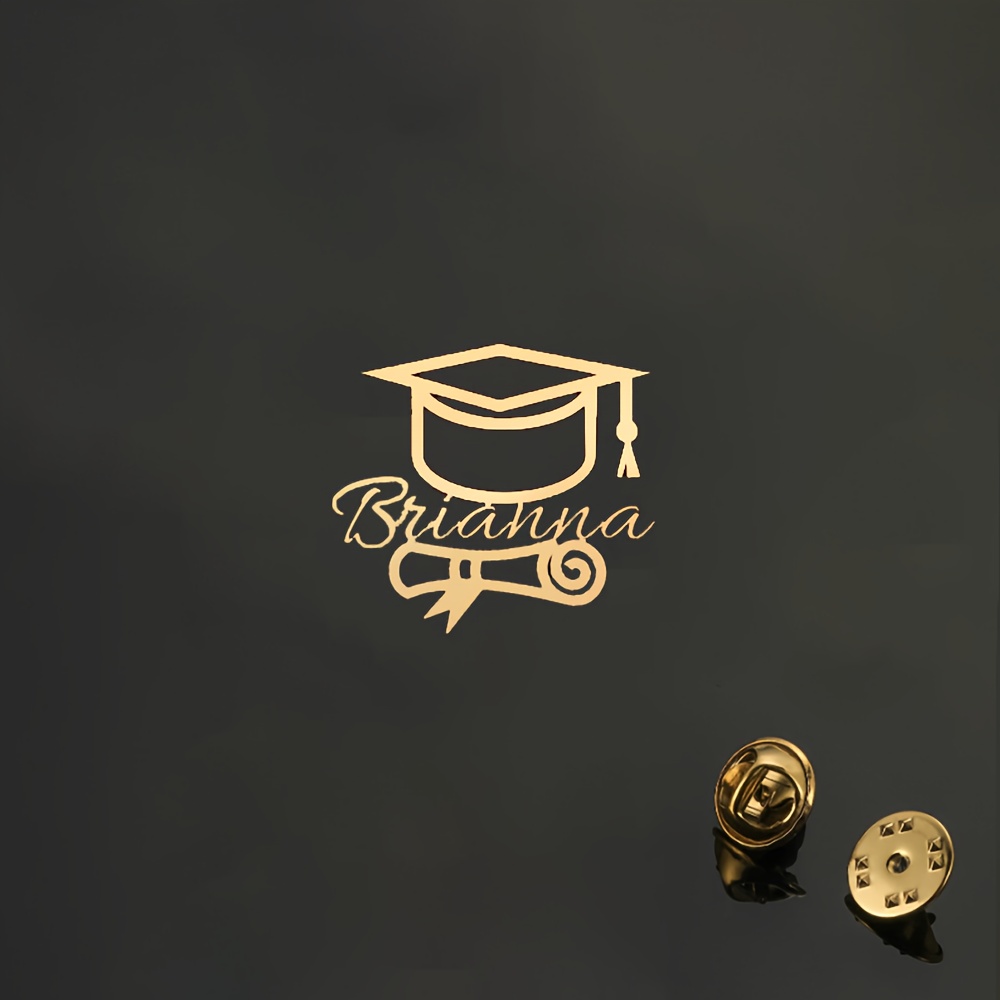 TEMU 1 Broche de Diplôme Personnalisée avec Nom, Broche de Style Académique pour Femmes, Bouton de Certificat de Diplôme avec Lettres Personnalisées,
