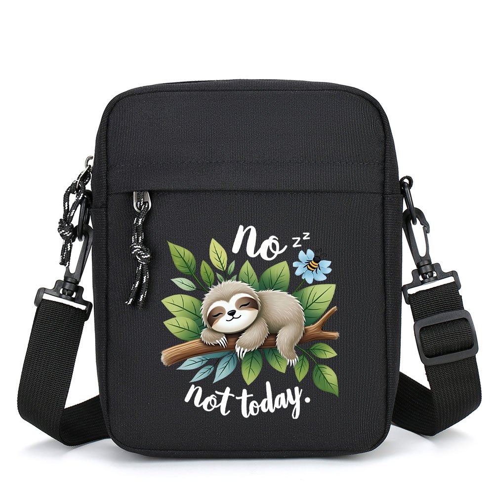 TEMU A Stylish And Minimalist Black Crossbody Bag Featuring A Sloth Print, Daily Commuting And As A Gift, With A Large Capacity For Phones And Other