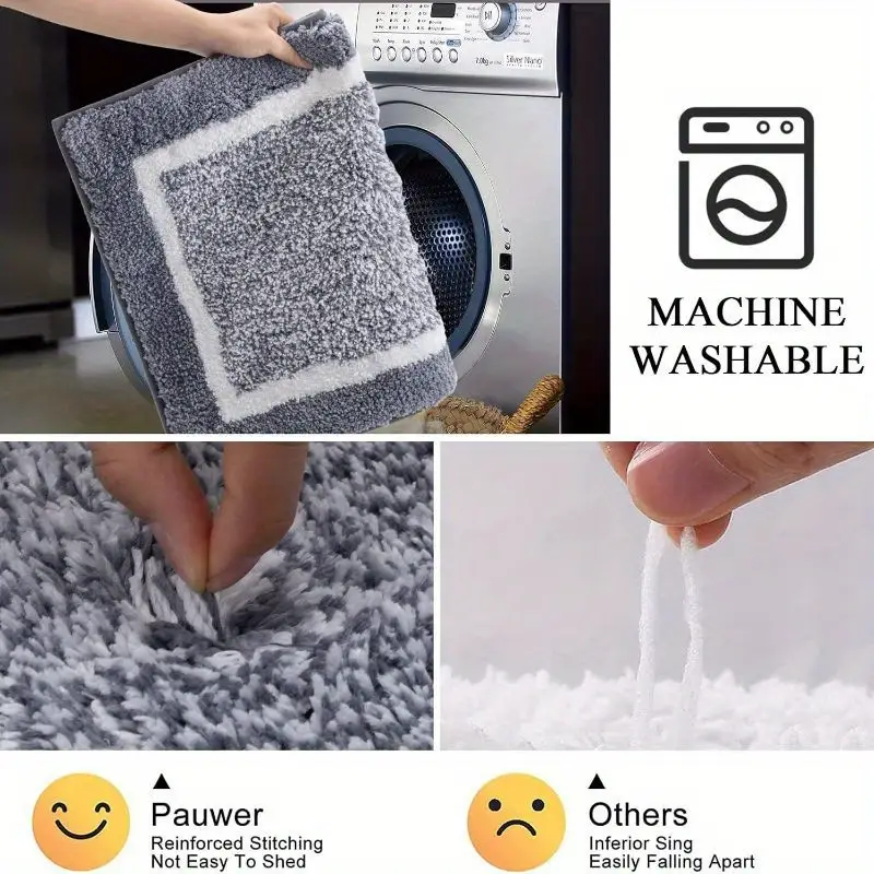 bathroom rugs sets 2pcs non slip bath mats for bathroom absorbent bath rugs floor mat machine washable shower rugs for bathroom floor tub and shower Product details 6