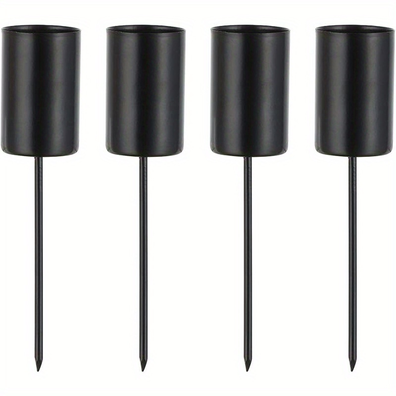 TEMU 4-pack Advent Candle Holders, Rustic Cast Iron, Diy Christmas & Thanksgiving Decor, Festive Tabletop Accents, Battery-free, For Home & Kitchen