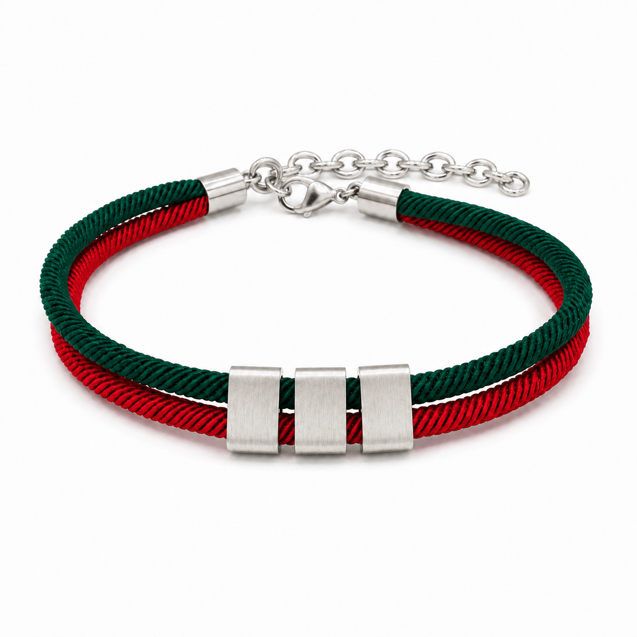 Personalized Engraved Name Bead Bracelet with Double Cord