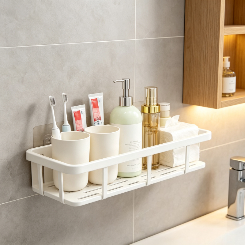 TEMU Grande Capacité, Porte-Savon, Étagère Flottante pour Salle de Bain et Cuisine, de Place, Facile à Installer, Panier de Douche, Étagère de