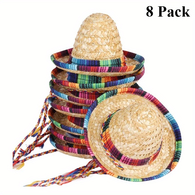 8 pack mini wide brim party hats mexican style plastic wide  display picture 1