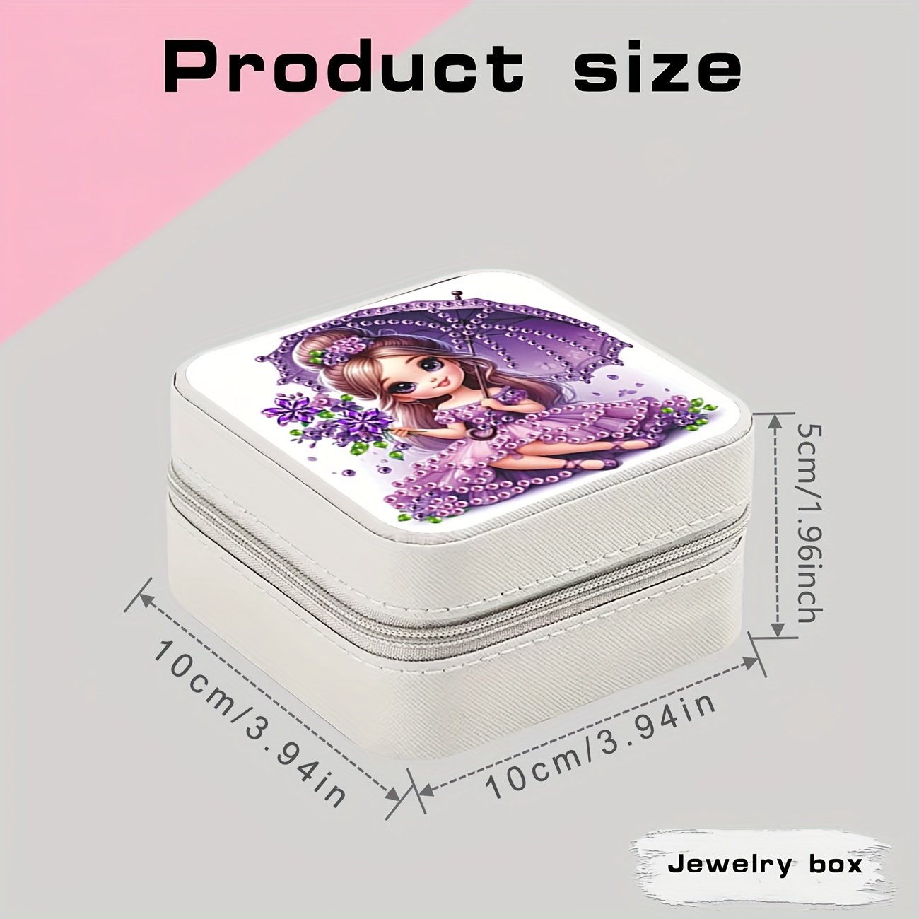 TEMU Cute Design Art Storage Box, Including Round And Shaped Diamonds, Portable Rings And Bracelets Art Set, Ideal For Holiday Decor And Couple Or