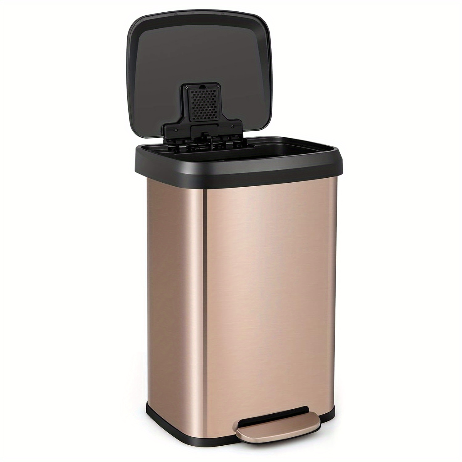 Image of 13.2 Gallon Pedal Bin, Stainless Steel Waste Container With Quiet Closing Lid & Section, Smudge-resistant Trash Can, Foot-operated Waste Bin