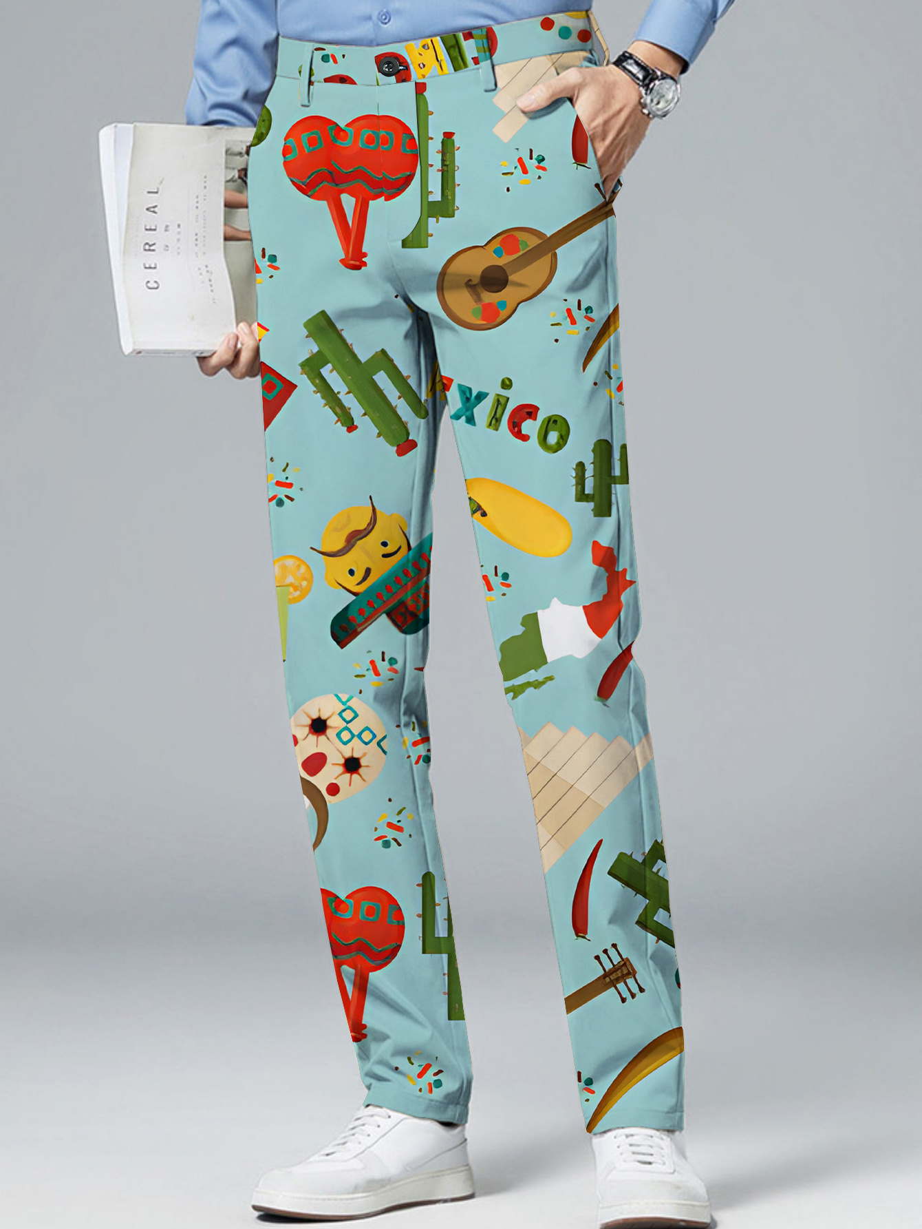 mens mexican themed casual pants vibrant print regular fit Temu