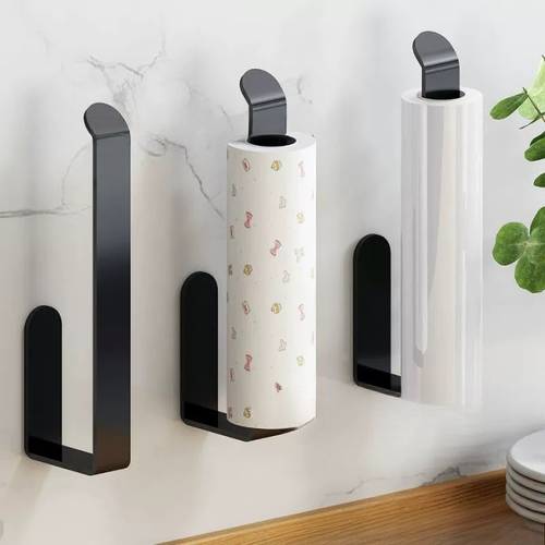 plastic paper towel holder for the kitchen no drilling required this self rack serves dual purposes as a towel bar for the bathroom and a wall mounted towel ring hanging hand towels in the toilet