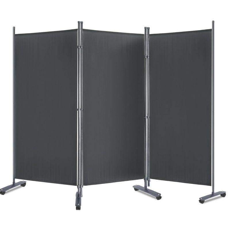 

Elegant 3-panel Privacy Screen - Uv & Windproof, No-drill Installation With Wheels For Indoor/outdoor Use, Includes Ties & Nails