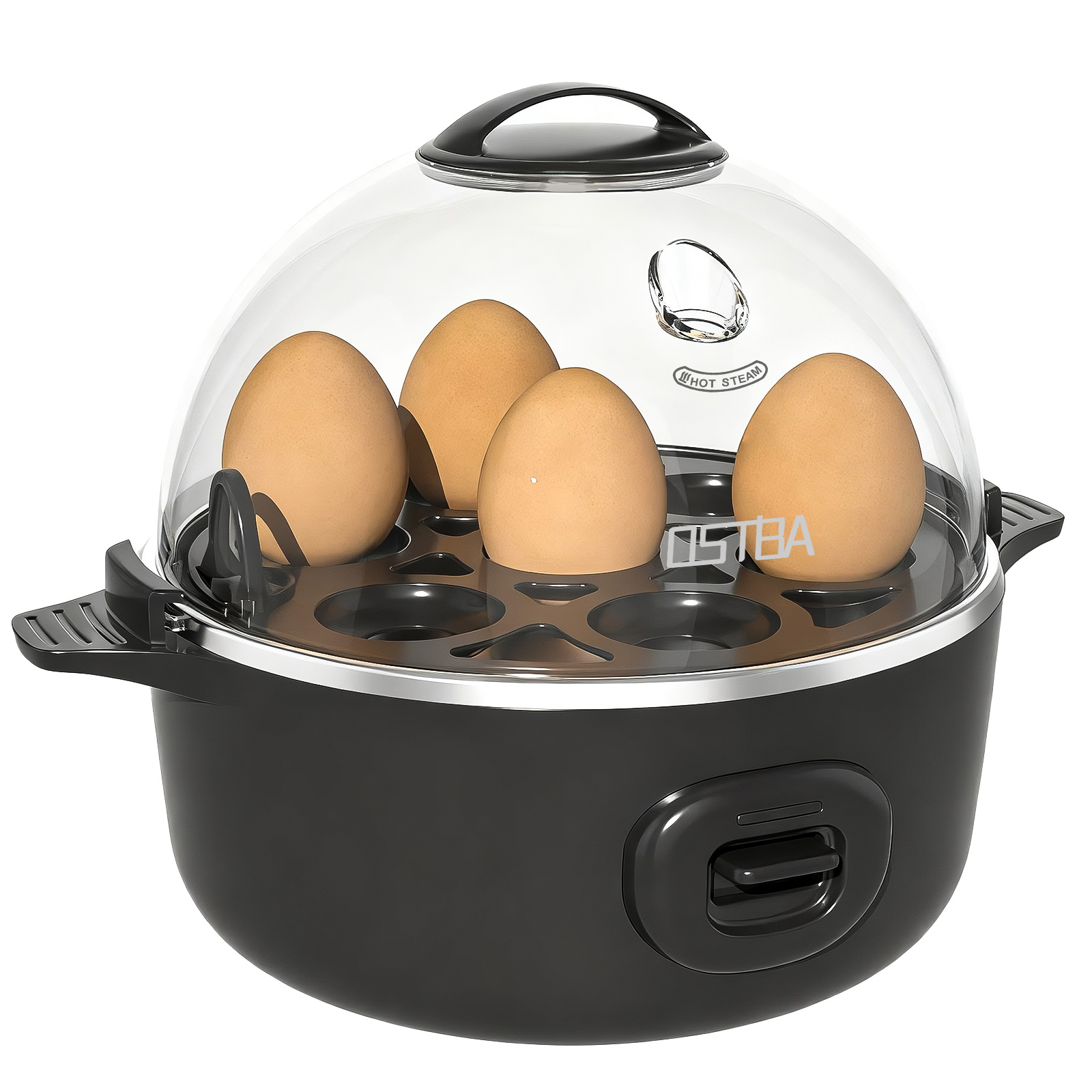TEMU Egg Cooker, 7-egg Electric Egg Boiler With Musical Buzzer, Protection, Cooker For Hard, Soft & Medium Eggs, Easy- Poacher & Mini Food Steamer, Black