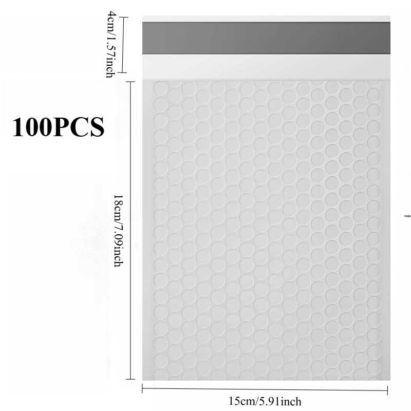 TEMU 100pcs 5.91 X 7.09in White Poly Bubble Mailers, Opaque Self-seal Adhesive Padded Envelopes For Shipping And Packaging