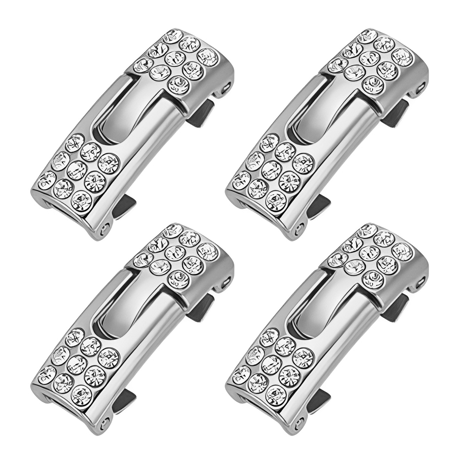 Image of 4pcs Rhinestone Lock Shoe Buckles | Light Golden Alloy, , No Tie, Suitable For Women's Casual And Athletic Sneakers, Formal Shoes