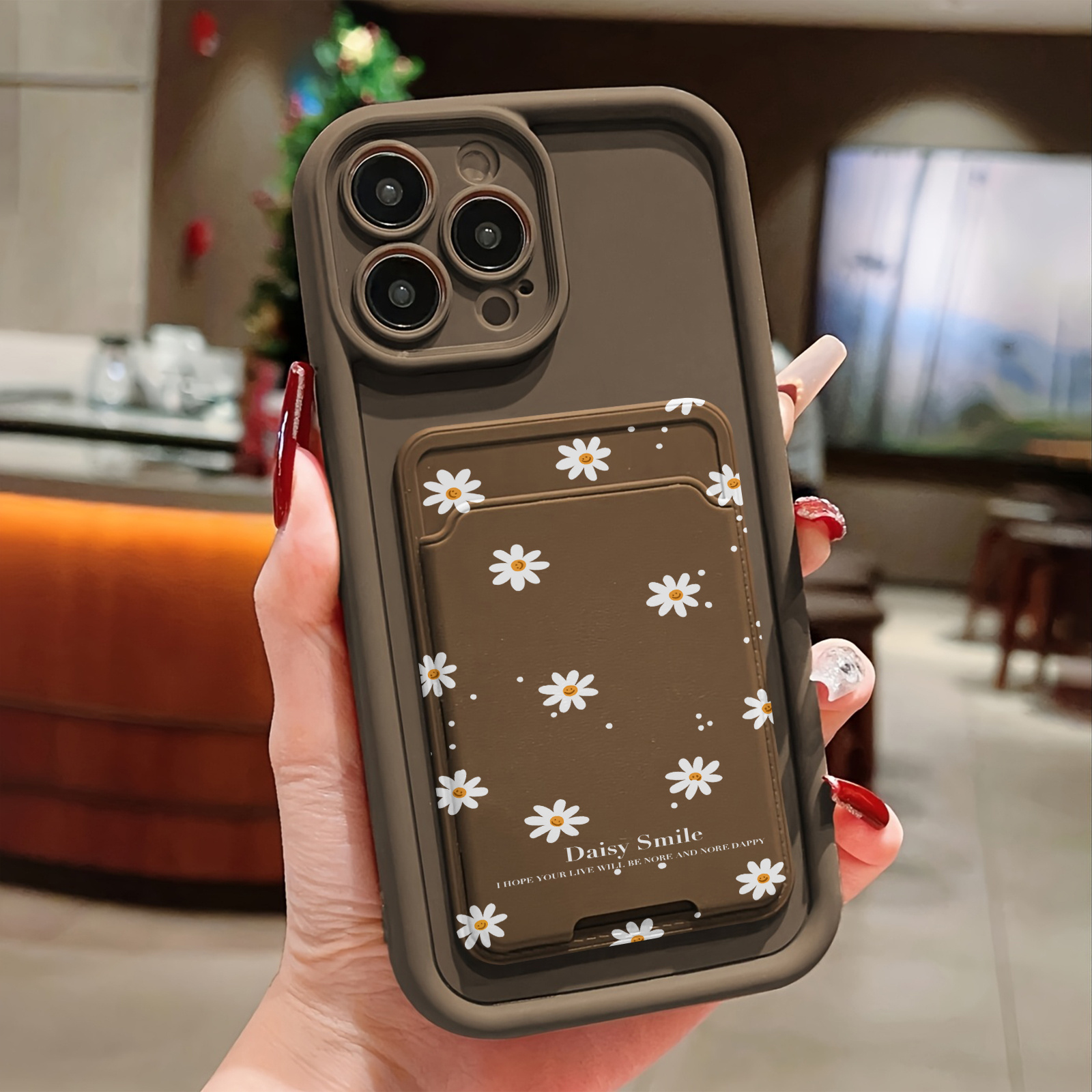 TEMU Phone Case: The Product Is A 2d Image, Not A 3d Image. 2pcs Set: Brown Self-adhesive Card Holder/card Slot Phone Case/card Insert Holder With
