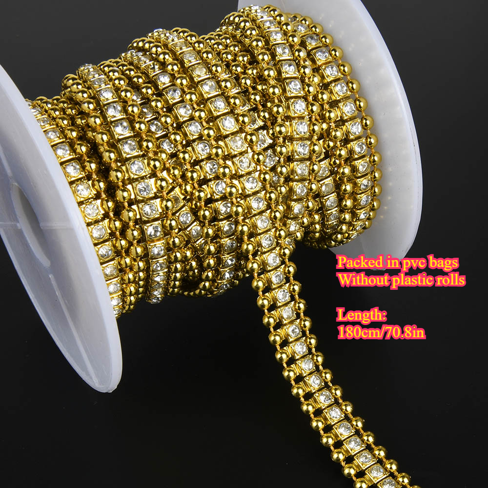 E-shop 1 Stück 1.3 cm / 0.51 Zoll Breite Elegante Doppelstrang Kunststoffperlenkette mit Strasssteinen für die Dekoration von Brautkleidern,