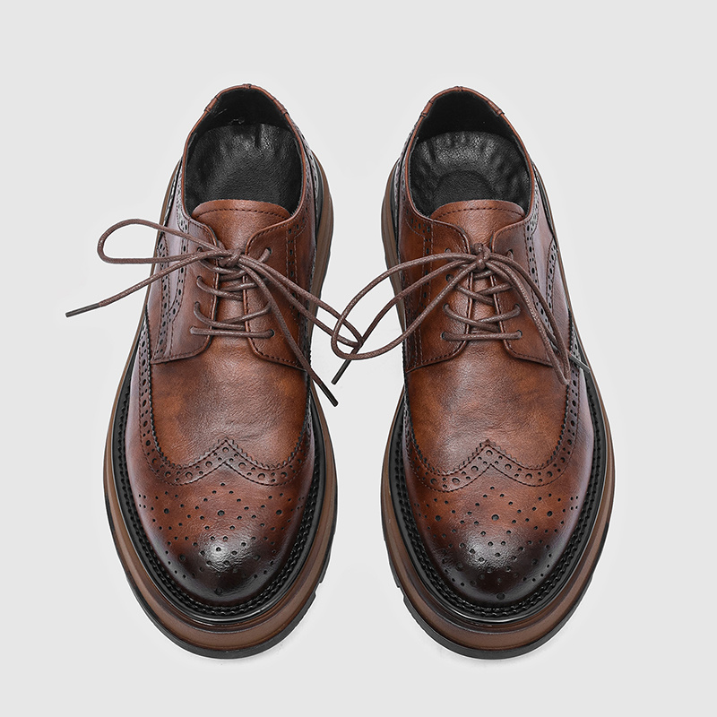 Men's Brown Leather Wingtip Brogue Oxford Shoes