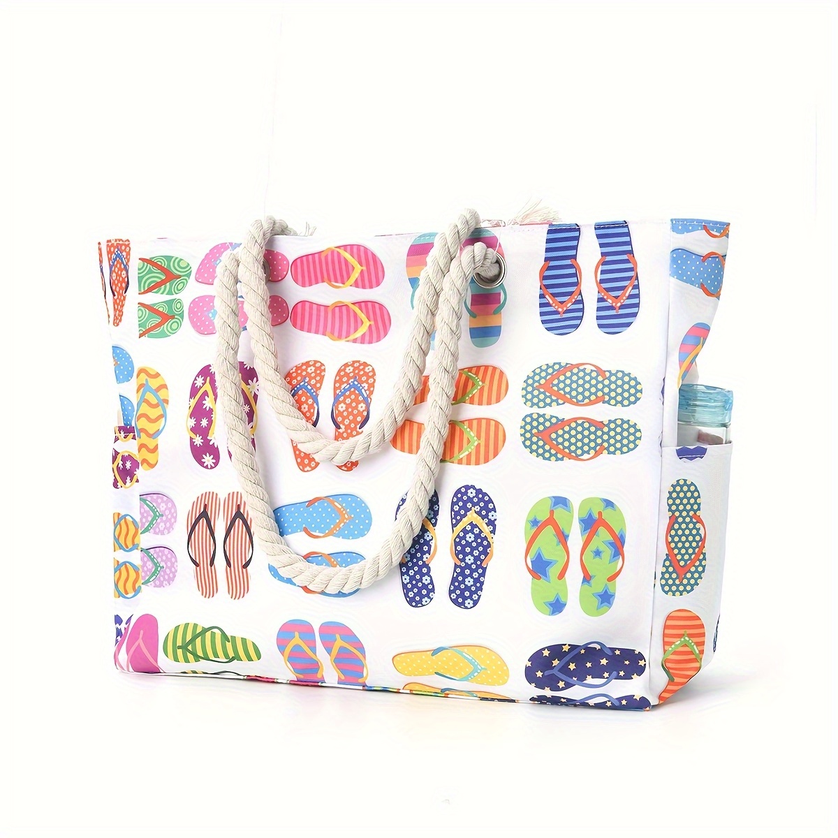 E-shop Modische Multicolor Hausschuhe mit Print Schwimmbeutel, Leichte Strapazierfähige Praktische Strandtasche, Tote/Handtasche gleicher Stil, Sommer