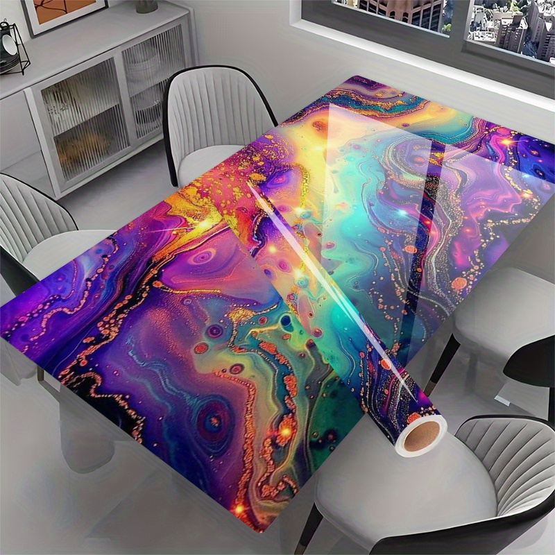 TEMU 1 Large Self-adhesive Removable Vinyl Marble Desktop & Wall Sticker Suitable For Modern Multi-colored Peel And Stick Decals, Tear-and-paste Full