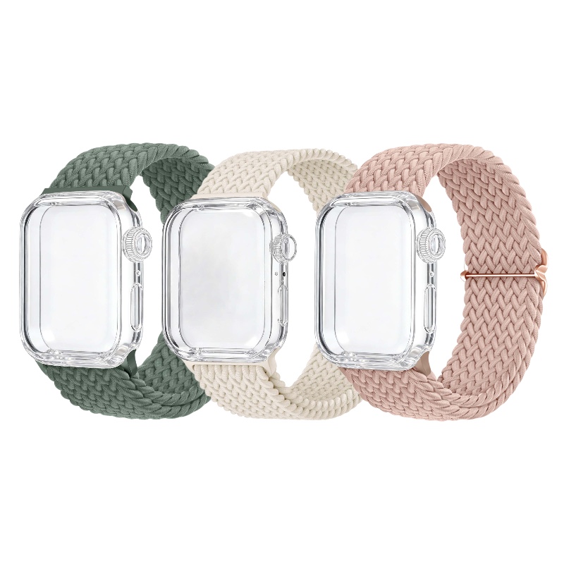 TEMU Lot de 3 étuis uniquement compatibles avec iWatch 38mm 40mm 41mm 42mm pour femmes et hommes, bracelet souple et élastique en nylon pour iWatch