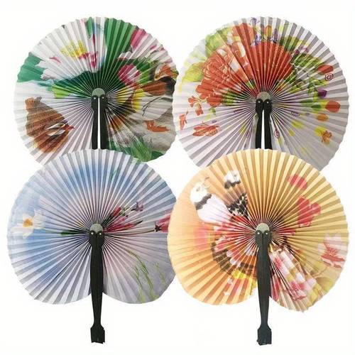 20pcs chinese paper fans random pattern color portable foldable ancient with floral bird patterns gifts decor traditional artwork paper fans