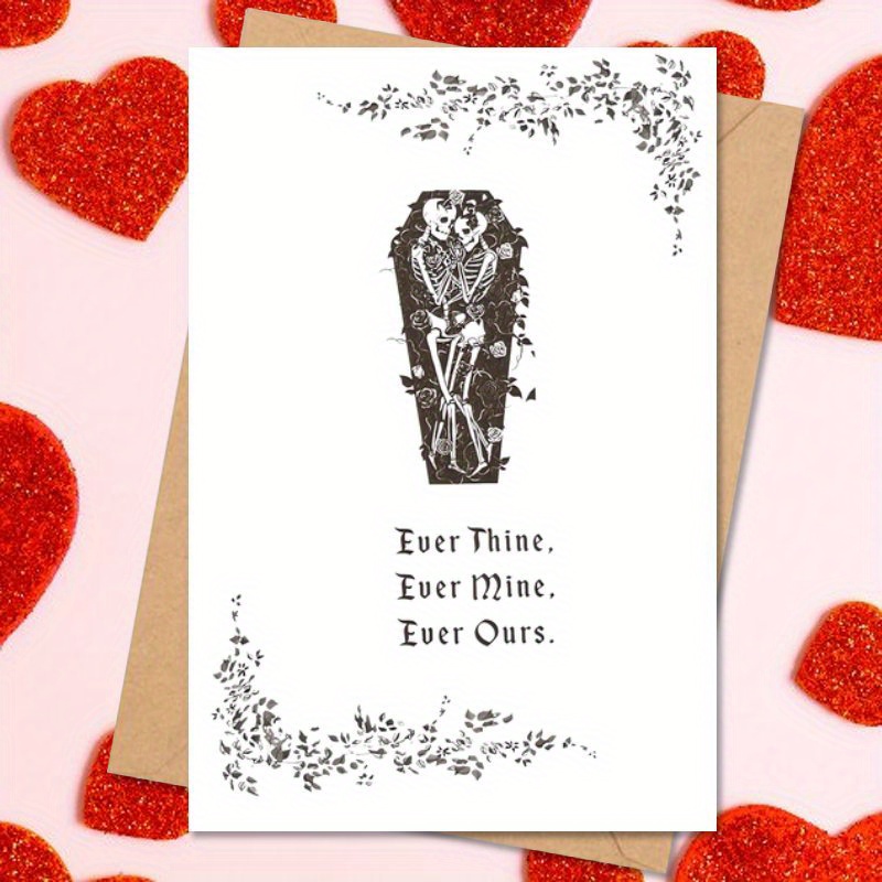 TEMU 1pc Humorous Gothic Anniversary Card, Emo, Skeleton Lovers Card, Ideal For Christmas, Valentine's Day, Or Anniversary, Perfect Gift For Or