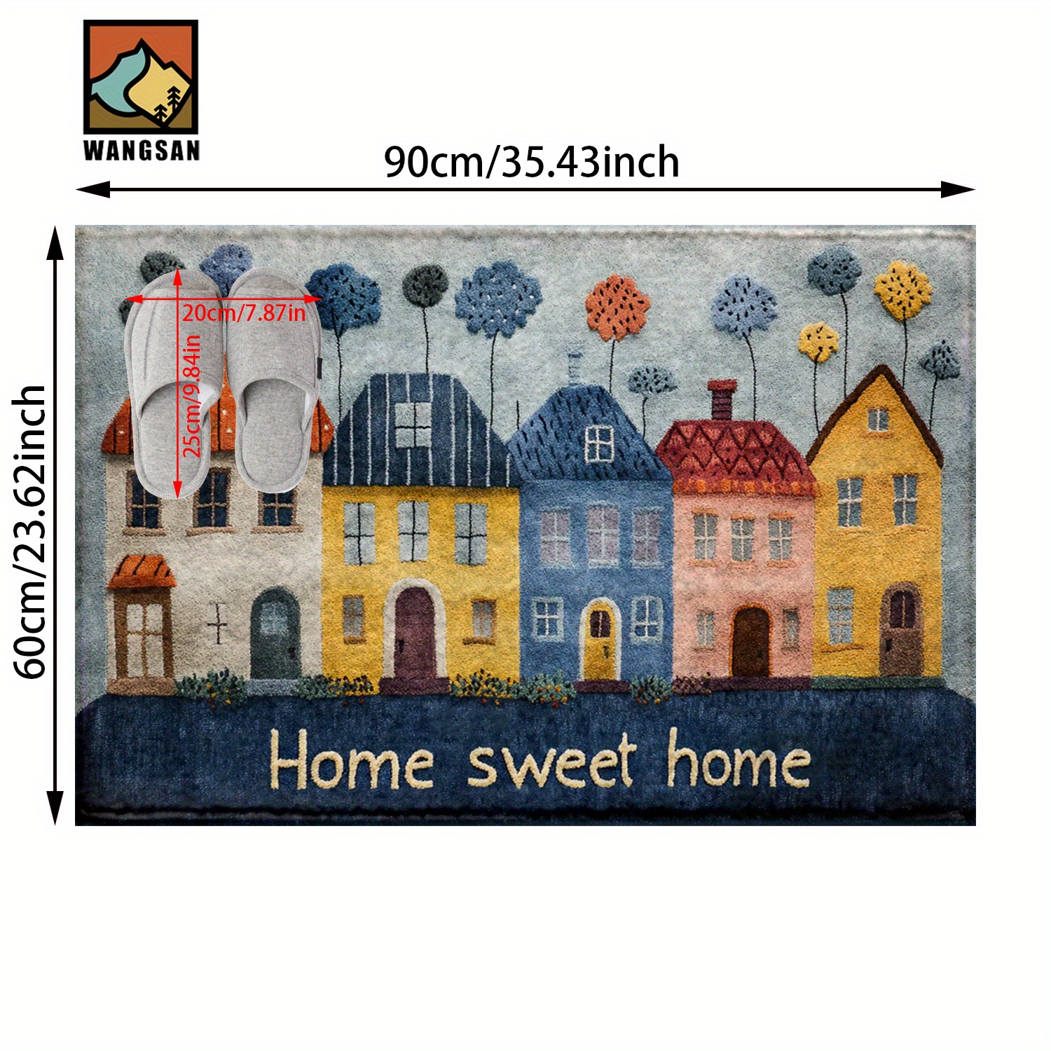 TEMU 1pc Creative Colorful Sweet Home Pattern Bathroom Non-slip Mat, Imitation Cashmere Material, Fluffy Plush Decorative Ornaments, Suitable For