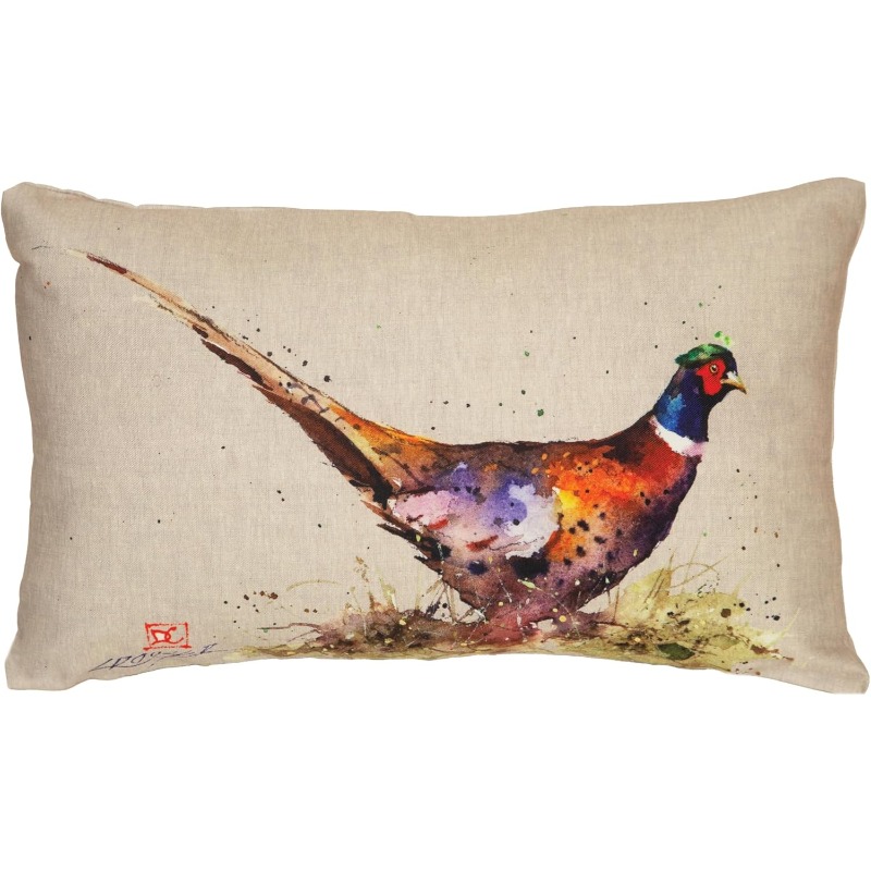 TEMU 1pc Double-sided Watercolor Style Home Scene Printed Pillowcase With Ring-necked Pheasant And Pheasant, Decorative Cushion Cover, 2d Flat Print,