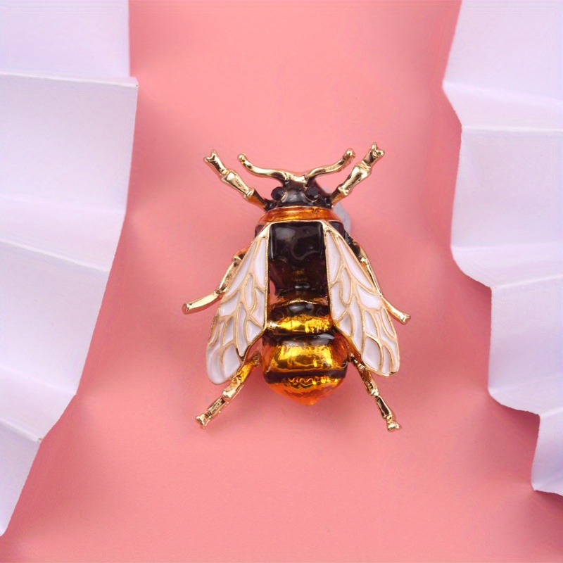 TEMU 1pc Elegant Enamel Brooch – Golden-tone With Translucent Amber Wings & , Collars, Ties, Backpacks, And Holiday Gifts (thanksgiving, Teacher's