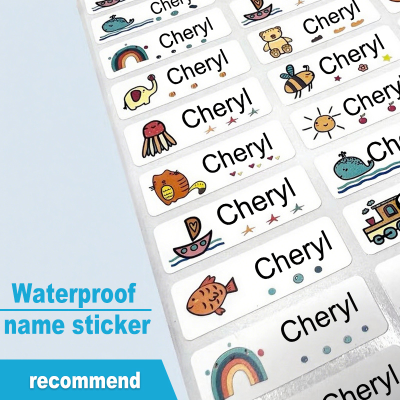 Personalized Cartoon Pattern Name Stickers, Printed Identification Tags