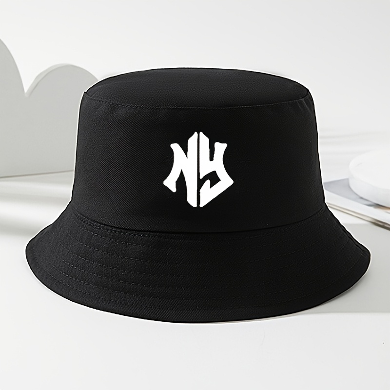 TEMU Unisex 'ny' Printed Fashion Bucket Hat, Foldable And Breathable, Suitable For Outdoor Sports For Men And Women, Spring And Summer Travel Bucket