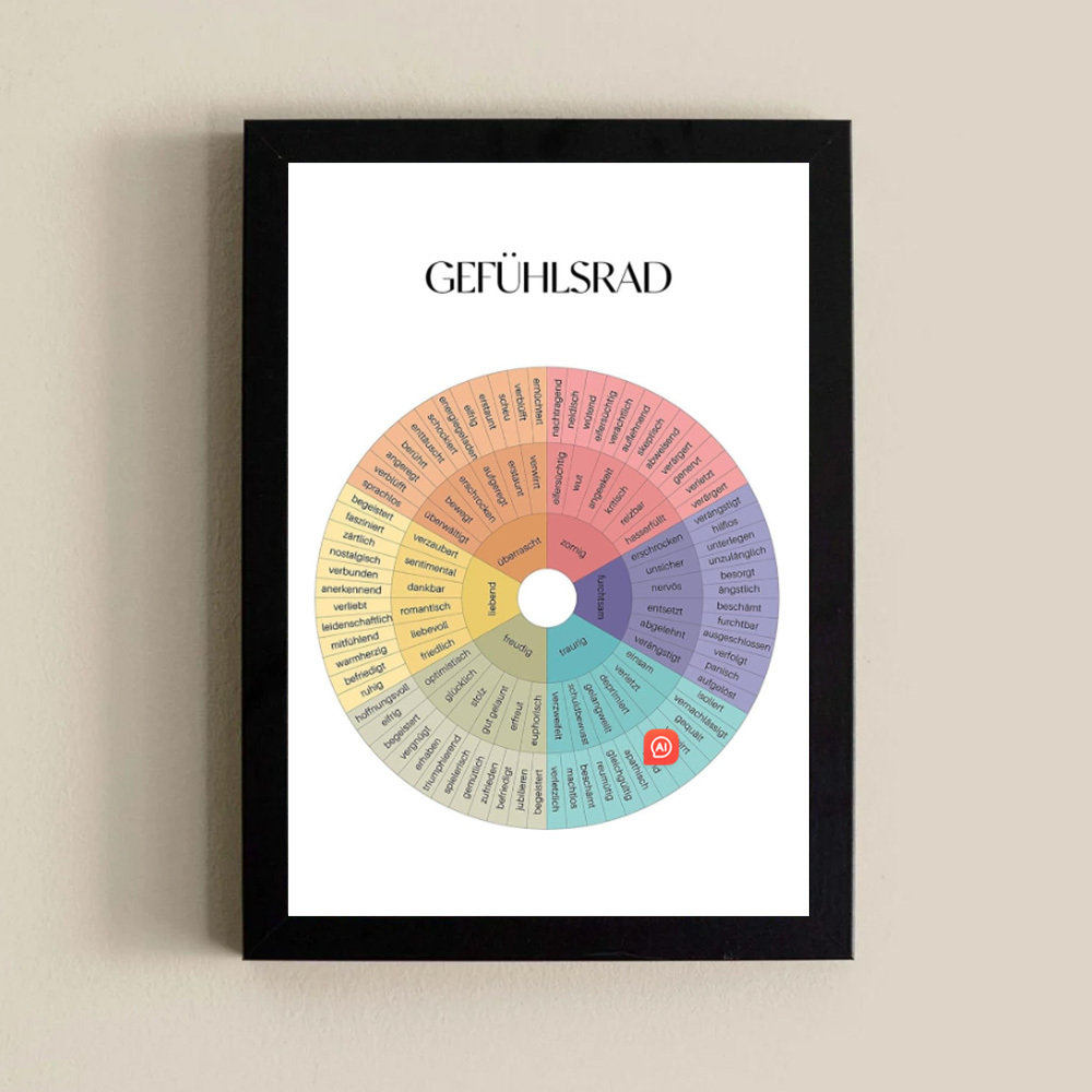 

Learning Aid, German Emotion Wheel Poster - 'gefühlsrad' Canvas Wall Chart, Educational Guide For Mental Health & Psychology, Ideal For Relaxation, Classroom Aid & Language Learning,