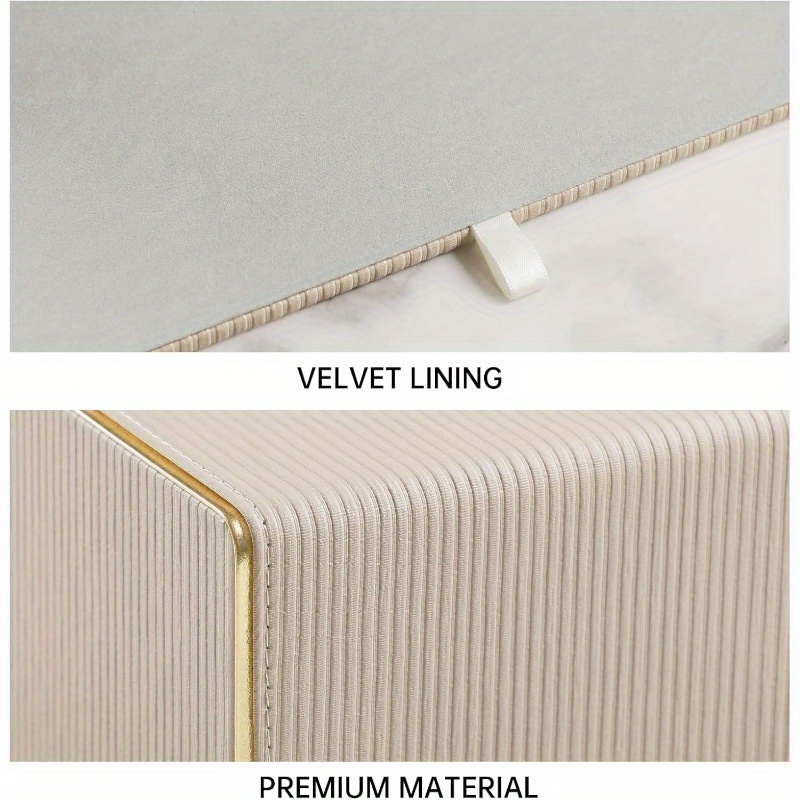 modern rectangular pu leather tissue box cover with magnetic closure &   - beige decorative bathroom/kitchen/entryway tissue holder, durable rectangular design with rounded corners, fits standard tissues, easy-  (1203-ply1602), tissue box holder Product details 2