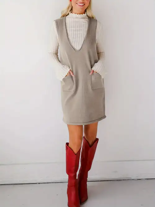 women's beige sweater vest dress | oversized, v-neck, knit, pullover, sleeveless, loose fit, ribbed detail, machine washable - elegant & - women's clothing - Temu women's beige sweater vest dress | oversized, v-neck, knit, pullover, sleeveless, loose fit, ribbed detail, machine washable - elegant & - women's clothing - Temu