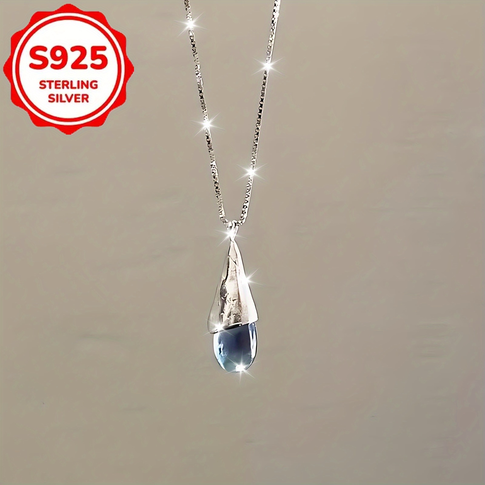 TEMU Collier avec pendentif bleu vintage argenté S925, bijou bohème élégant pour femmes, parfait pour , idéal pour tout événement, un pour elle