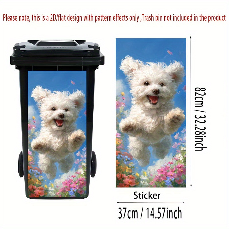 Image of 1pc Of Trash Can Sticker Measuring 37×82 Cm Featuring A Design Of A Running Through Flowers. Self-adhesive Wallpaper For Decorating Kitchen Trash Cans (suitable For Trash Cans, Walls, And Home Decor)