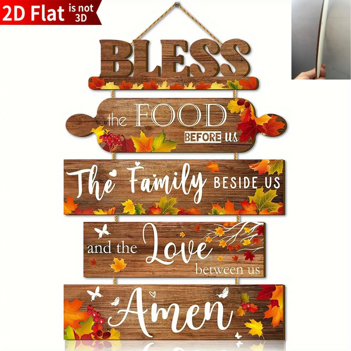 TEMU 2d Flat, 5pcs Set Of Country Style Wooden Kitchen Wall Decor, Farmhouse "bless " Slogan Sign, Home And Restaurant Decorative Hanging Paintings,