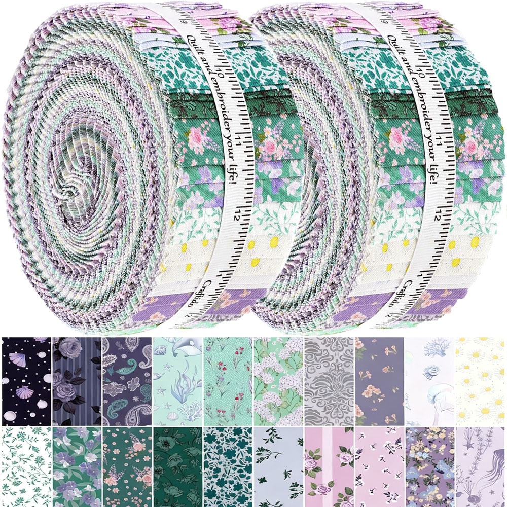 TEMU 40pcs Pre-cut Fabric Squares - Floral & Compatible With (for Of Translation) Suitable For Diy Hand-stitched Bags, Doll Making & Quilting -