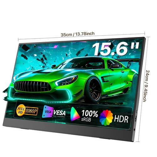 item picture 15 6 inch portable monitor with stand 1080p usb c hdtv second external display for laptop pc phone ps switch